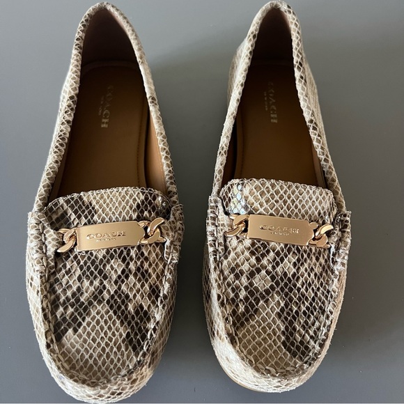 Coach‎ Olive Snakeskin Print Loafers - Picture 1 of 10